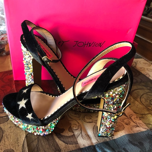 betsey johnson tobie embellished platform sandals
